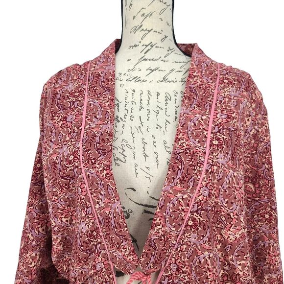 Free People Rosalina Floral Print Tie Front Jacket Medium - Picture 5 of 10